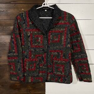 Vintage Donna Sharp Quilted Patchwork Jacket Womens Small Outdoor Nature Cottage